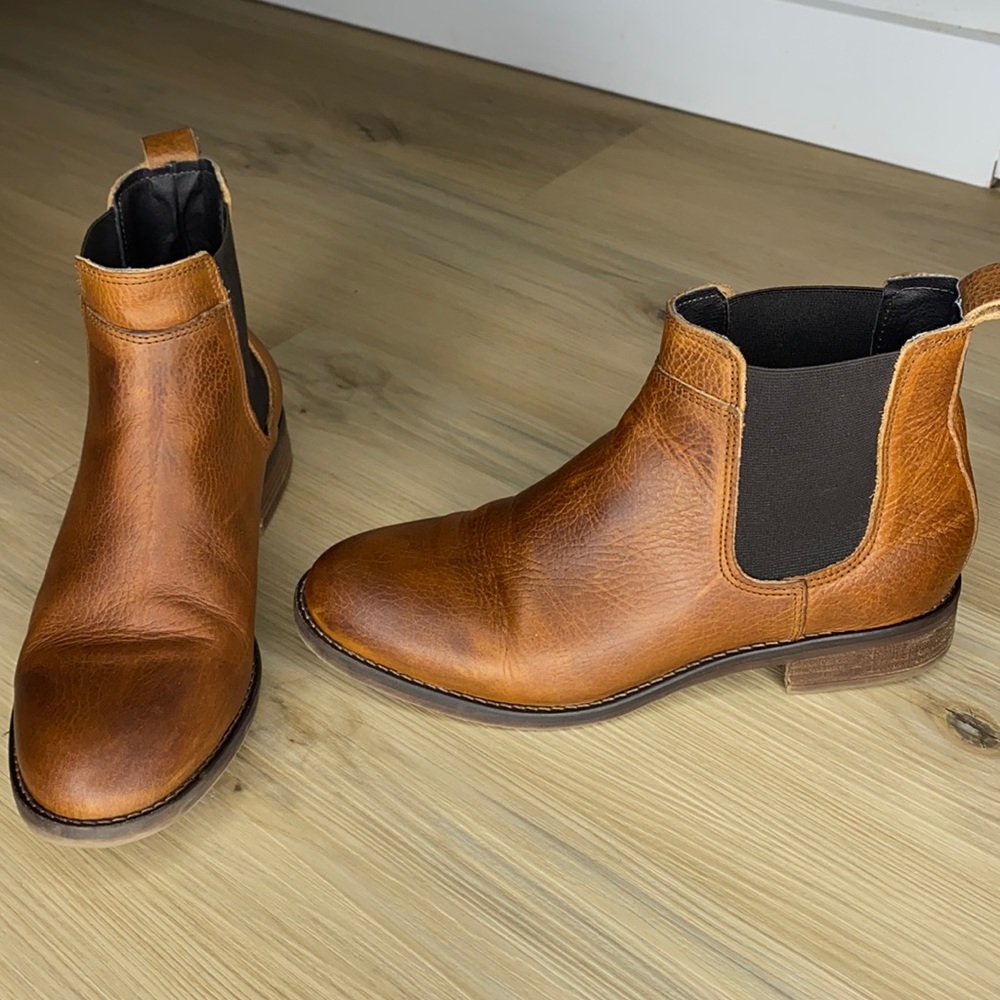 Tan real leather booties